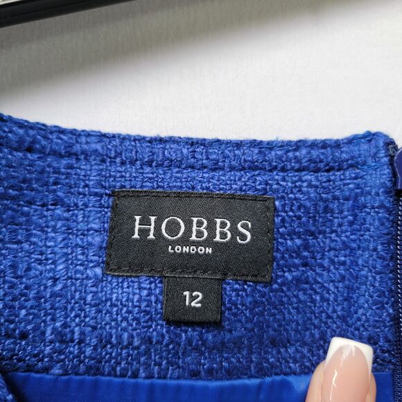 Hobbs London Cobbalt Blue Mini Skirt Invisible Zip Back Closure Women's Size 12 - Picture 3 of 7